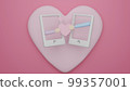 3d illustration valentine phone screen through heart couple 99357001