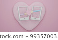 3d illustration valentine phone screen through heart couple 99357003