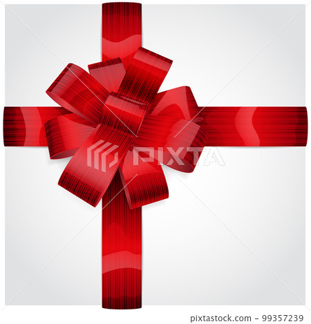 Red bow of striped ribbon Red bow of striped ribbon 99357239