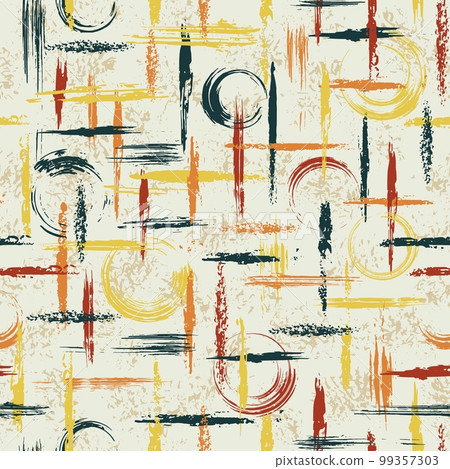 Abstract seamless pattern with horizontal, vertical grunge paint brush strokes 99357303