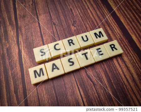 Toys word with the letters SCRUM MASTER on a wooden background. Toys word with the letters SCRUM MASTER on a wooden background. 99357521