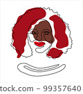 Black history month line art vector illustration. Afro woman face. 99357640