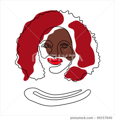 Black history month line art vector illustration. Afro woman face. 99357640