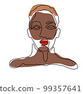 Black history month line art vector illustration. Afro woman face. 99357641