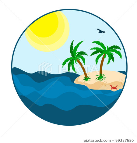 Tropical island with palm trees. Summer vacation. 99357680