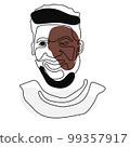 Black history month line art vector illustration. Afro man face. 99357917