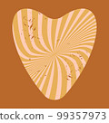 Vintage beige vector heart on bromn sepia background. 99357973