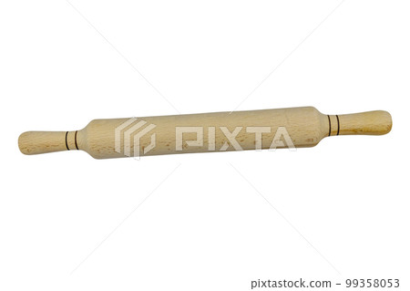 Wooden rolling pin isolated on white background Wooden rolling pin isolated on white background 99358053