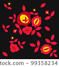 Naive traditional flowers black background. Colorful ethnic festive embroidery decoration ornament. 99358234