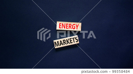 Energy markets symbol. Concept words Energy markets on wooden block. Beautiful black table black background. Business energy markets concept. Copy space. Energy markets symbol. Concept words Energy markets on wooden block. Beautiful black table black background. Business energy markets concept. Copy space. 99358484