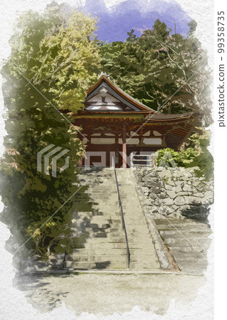Watercolor-style Tanzan Shrine Gonden, Sakurai City, Nara Prefecture Watercolor-style Tanzan Shrine Gonden, Sakurai City, Nara Prefecture 99358735
