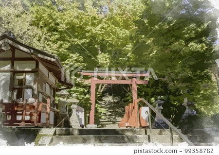 Watercolor-style Tanzan Shrine front entrance reception Sakurai City, Nara Prefecture 99358782