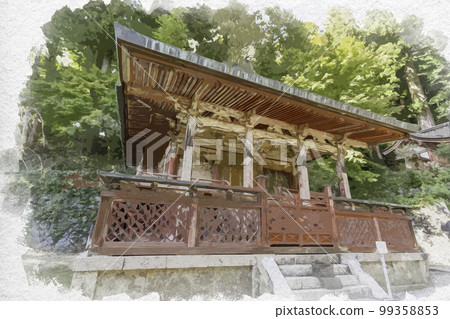 奈良縣櫻井市水彩風格的談山神社總社本堂 99358853