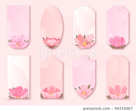 Cherry blossom flower tag label pink flat style. Sakura style delicate romance vintage postcard sticker silk discount promotion store ads frame template sale seasonal love japan spring isolated Cherry blossom flower tag label pink flat style. Sakura style delicate romance vintage postcard sticker silk discount promotion store ads frame template sale seasonal love japan spring isolated 99358967