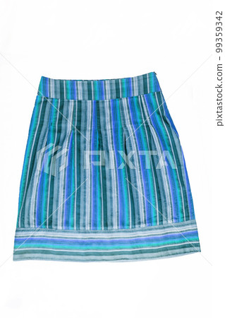 Blue striped skirt isolated on white background 99359342