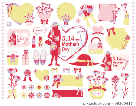 [2023] Fashionable illustration set for Mother's Day Silhouette 3 colors 99360417