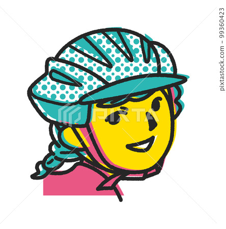 Smiling girl wearing a bicycle helmet Illustration material 99360423
