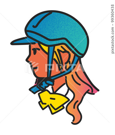 一個戴著頭盔的女孩的側面圖素材 一個戴著頭盔的女孩的側面圖素材 99360438