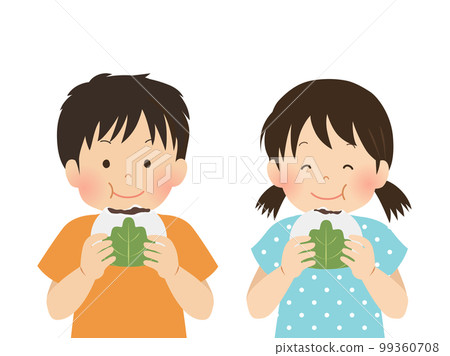 Children eating Kashiwamochi _ Children's Day image material 99360708