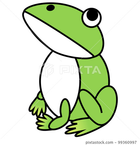 抬頭仰望天空的可愛青蛙插畫 99360997
