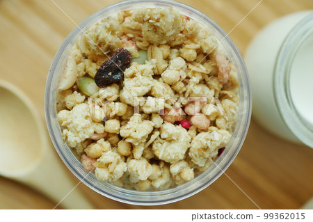 detail shot of granola Musli in a bowl, detail shot of granola Musli in a bowl, 99362015