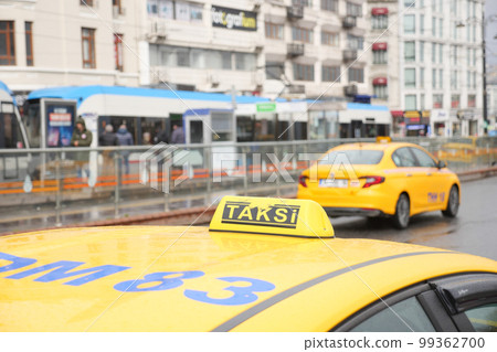 Taxi car in the street in Istanbul Taxi car in the street in Istanbul 99362700