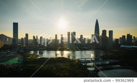 Aerial view of sunset landscape in Shenzhen city,China 99362969