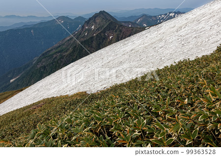從有殘雪的谷川嶽山脊看到的川田山脊 從有殘雪的谷川嶽山脊看到的川田山脊 99363528