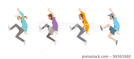 Man and woman jumping to the future Stock Illustration 99363980  