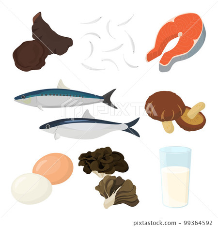 Vector illustration of food containing vitamin D. 99364592