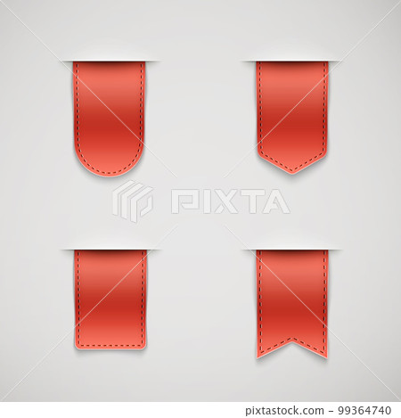 set of red ribbons different shapes 99364740