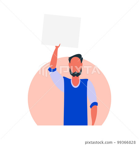 Protesting guys with a banner. Isolated on white background. Vector illustration. 99366828