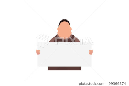 A man with a blank banner in his hands. Protest concept. Vector A man with a blank banner in his hands. Protest concept. Vector 99366874