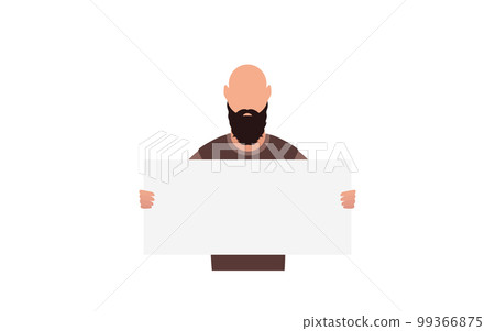 A man with a blank banner in his hands. Protest concept. Vector illustration. A man with a blank banner in his hands. Protest concept. Vector illustration. 99366875