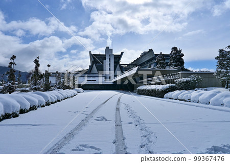 Kyoto International Conference Center in winter morning snow scene 99367476