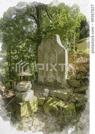 Watercolor-style Chogakuji Temple Large Sarcophagus Buddha Tenri City, Nara Prefecture Watercolor-style Chogakuji Temple Large Sarcophagus Buddha Tenri City, Nara Prefecture 99367827