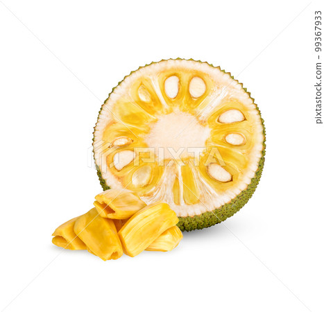 Ripe half Jackfruit isolated on white background 99367933