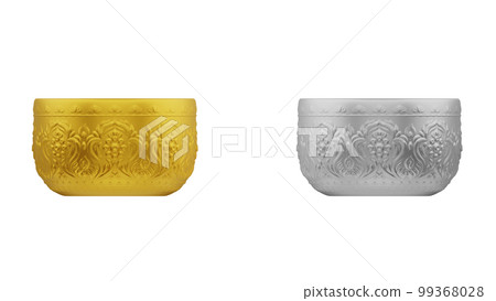 element of gold and silver bowl thai culture from image traced 3d. songkran festival thailand travel. element of gold and silver bowl thai culture from image traced 3d. songkran festival thailand travel. 99368028