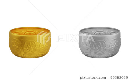 element of gold and silver bowl thai culture from image traced 3d. songkran festival thailand travel. 99368039
