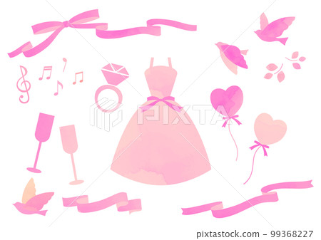 watercolor style cute wedding material 99368227