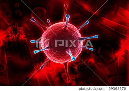 3d rendered Digital illustration of influenza virus in color background 3d rendered Digital illustration of influenza virus in color background 99368376