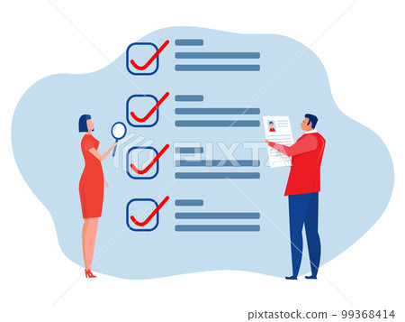 KYC or know your customer with business verifying the identity of its clients concept at the partners-to-be through a magnifying glass vector illustrator KYC or know your customer with business verifying the identity of its clients concept at the partners-to-be through a magnifying glass vector illustrator 99368414