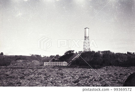 Old photo 1955's Shibukawa City Hydroelectric power plant on the left bank of the Tone River Saku power plant and surge tank Old photo 1955's Shibukawa City Hydroelectric power plant on the left bank of the Tone River Saku power plant and surge tank 99369572