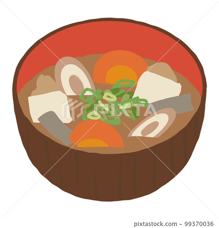 Illustration of simple pork soup and miso soup Illustration of simple pork soup and miso soup 99370036