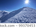 Climbers climbing the ridgeline of Mt. Minamidake, Shiretoko Peninsula in winter 99370453