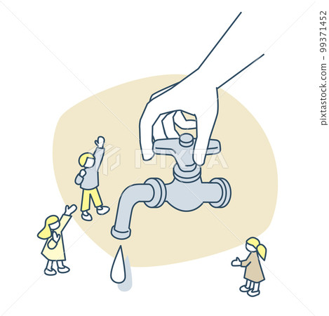 慢慢轉動水龍頭，讓水流出。生命必需的生命線 99371452