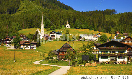 Beautiful scenery of spring in Gosau village Beautiful scenery of spring in Gosau village 99371976
