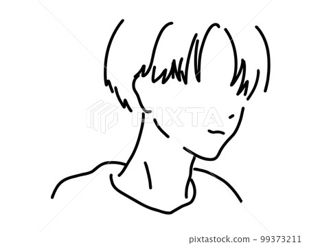 Simple line drawing of a cool man / hand-drawn illustration material 99373211