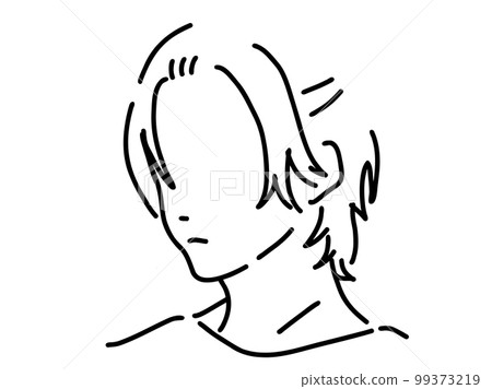 Simple line drawing of a cool man / hand-drawn illustration material 99373219