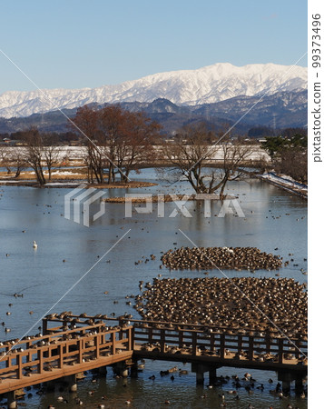 Lake Hyoko and Mt. Nioji in winter 99373496